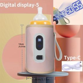 USB Cartoon Milk Warmers With Three Degrees Of Temperature Adjustment And Display; Portable Milk Bottle Insulation Sleeve At Home And Outdoors; H (Color: Plnk With 5 Display)